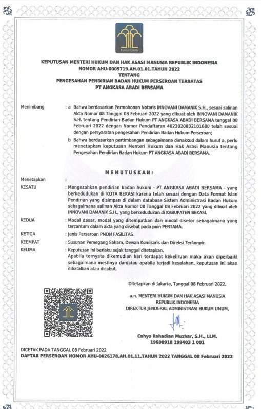 Dokumen legalitas SK perusahaan